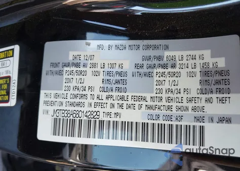 2008 Mazda Cx-9 Grand Touring из США, поврежденный, VIN JM3TB38A680142829